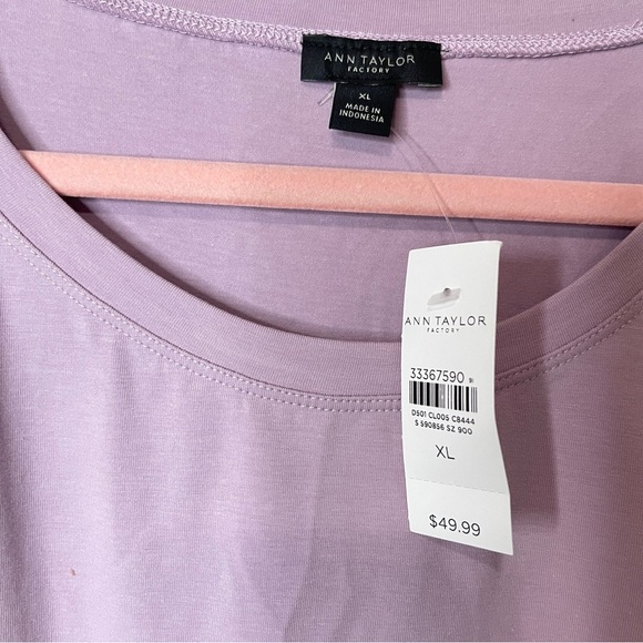 NWT ANN TAYLOR Lavender Ruffled Short-Sleeve Top, XL - Picture 8 of 9